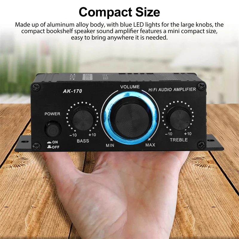 AK-170 Amplifier Bluetooth 5.0 HiFi Stereo Digital Audio Amplifier Receiver 200W 200W Dual Channel Power Amp Speakers RCA Input