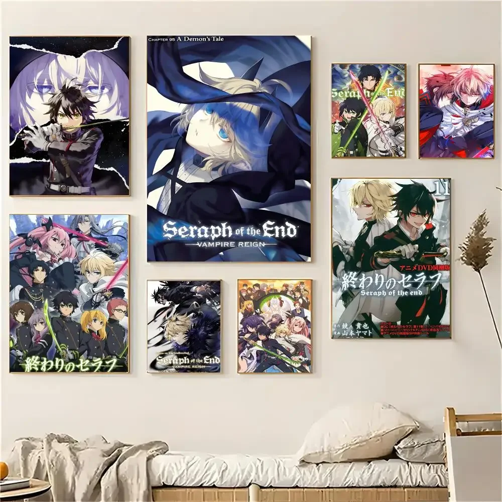 Seraph of the End Anime Dark Fantasy Poster Self-adhesive Living Room Bedroom Party Bar Decor Moisture-proof Fade-resistant HD