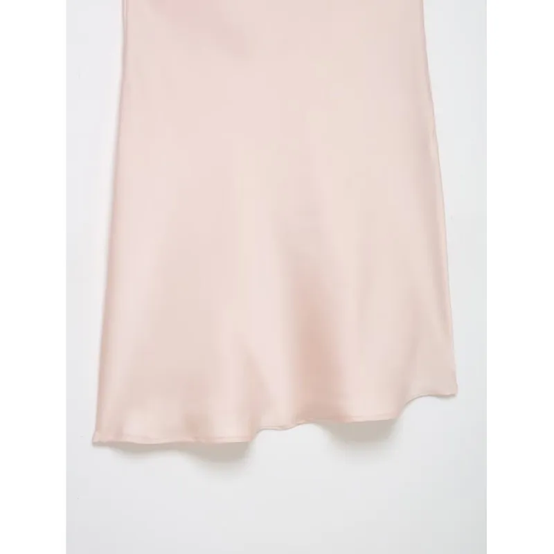 Abito corto in raso di pizzo da donna primavera estate Abito longuette da donna con spalline sottili senza schienale sexy Cerniera laterale Abiti femminili chic eleganti