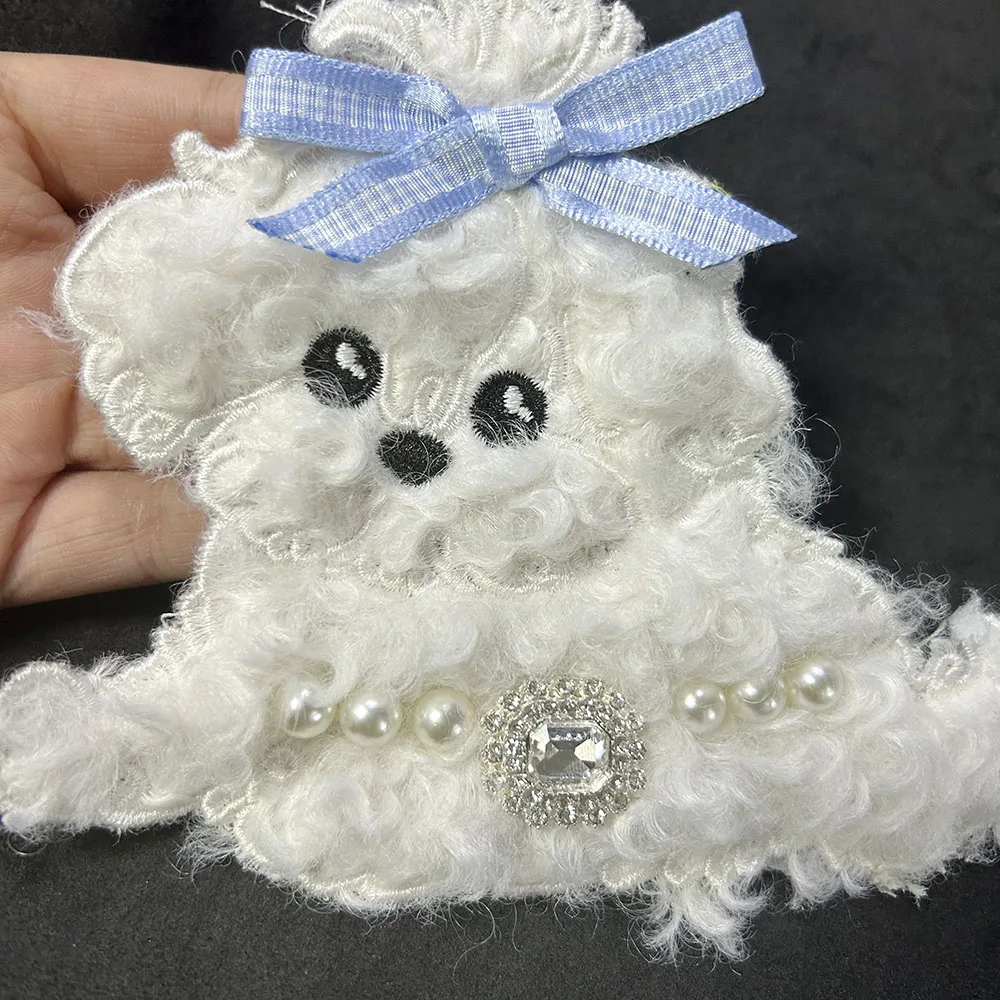 1PC Curly Dog Patch, Cute Autumn Winter Applique for Clothes Bags, DIY Fashion Sewing Decorative Pet Accessories