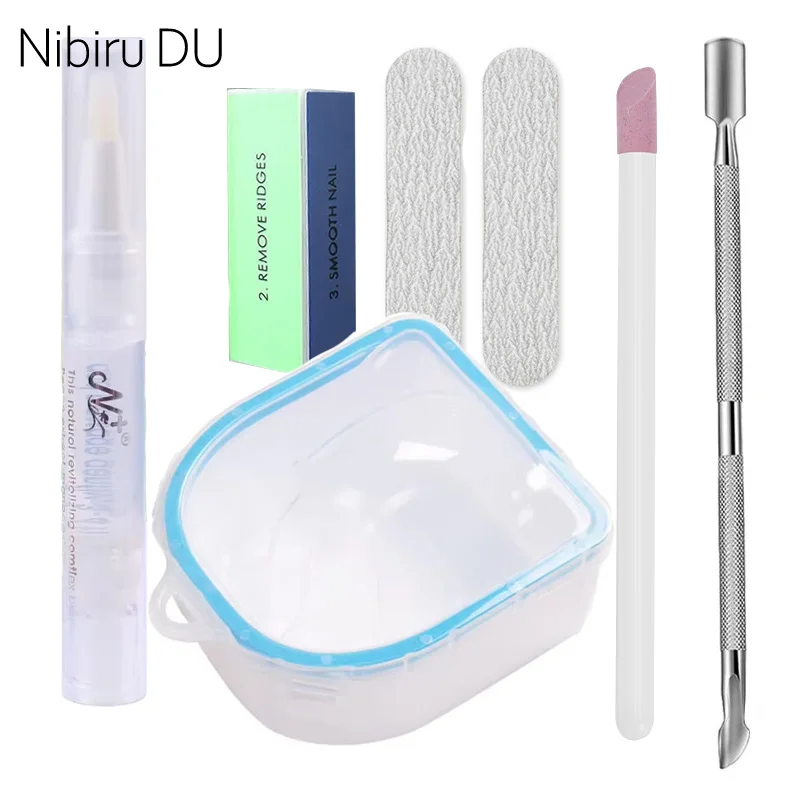 

7pcs Professional Nail Polish Remover Kit Triangle Cuticle Peeler Soak off Tray Nail Art Hand Wash Remover Set for DIY Home Use