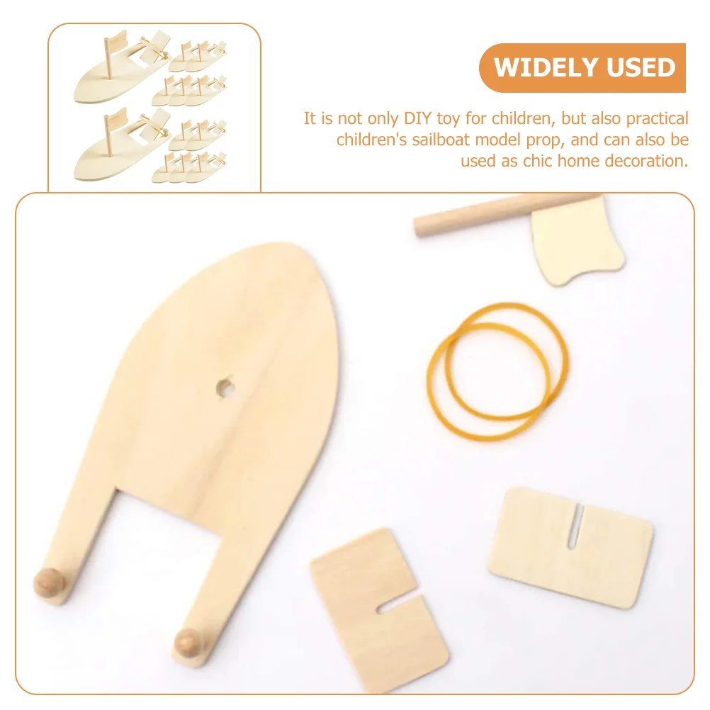 12 Pcs Wooden Sailing Material Package Boats Sailboat Kids Crafts DIY Woody Toy Plane Painting Model Child Mini for