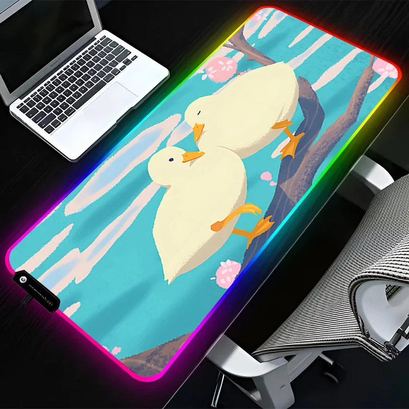 

RGB LED Mouse Pad Rubber Cartoon HD Mousepad Extended Pad PC Accessories Desk Mat Non Slip Gaming Mats Office Duck Keyboard Pad