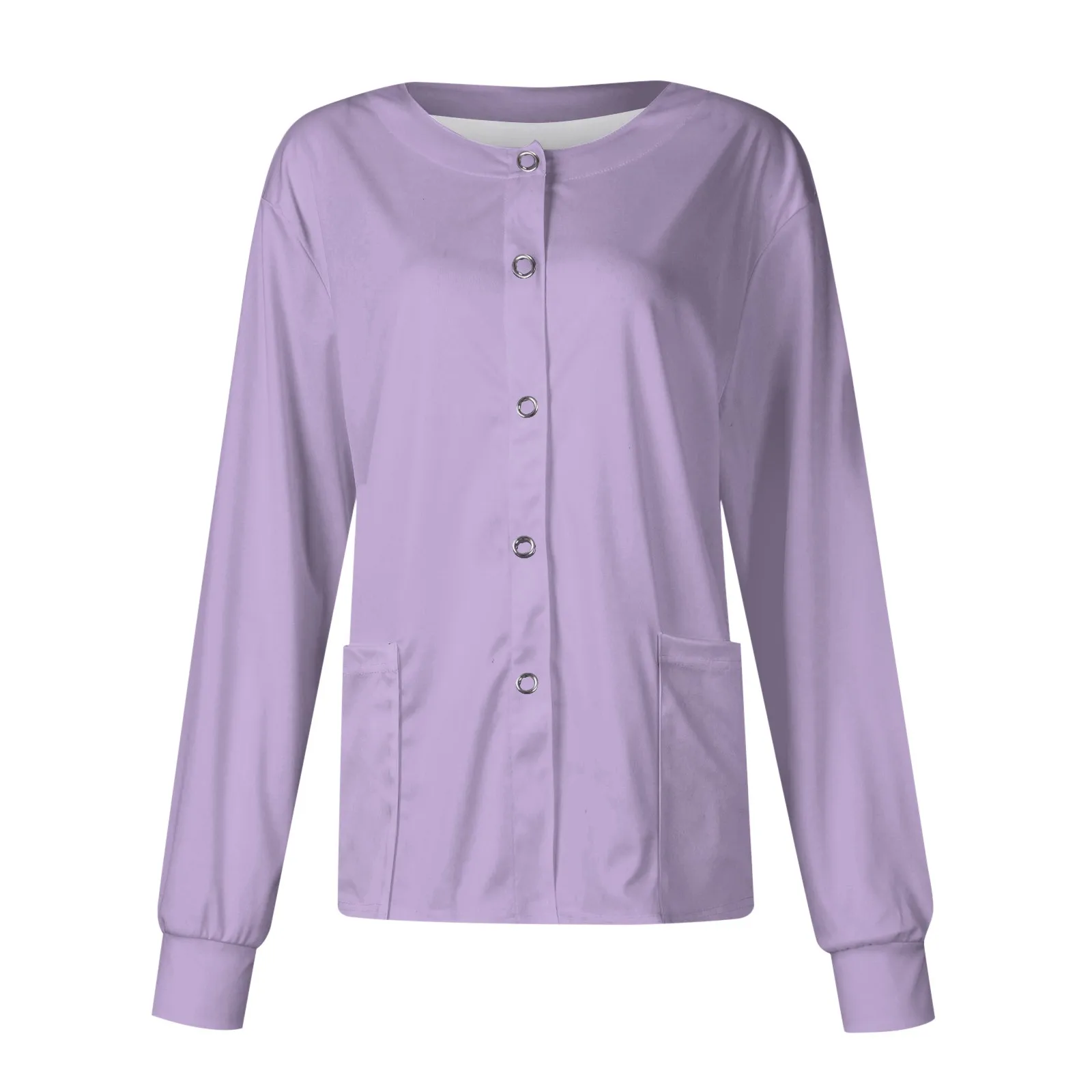

Long Sleeve Nurse Jacket Coat Solid Color Lightweigt Doctor Shirt Women Soft Nursing Uniform Top Hospital Work Wear