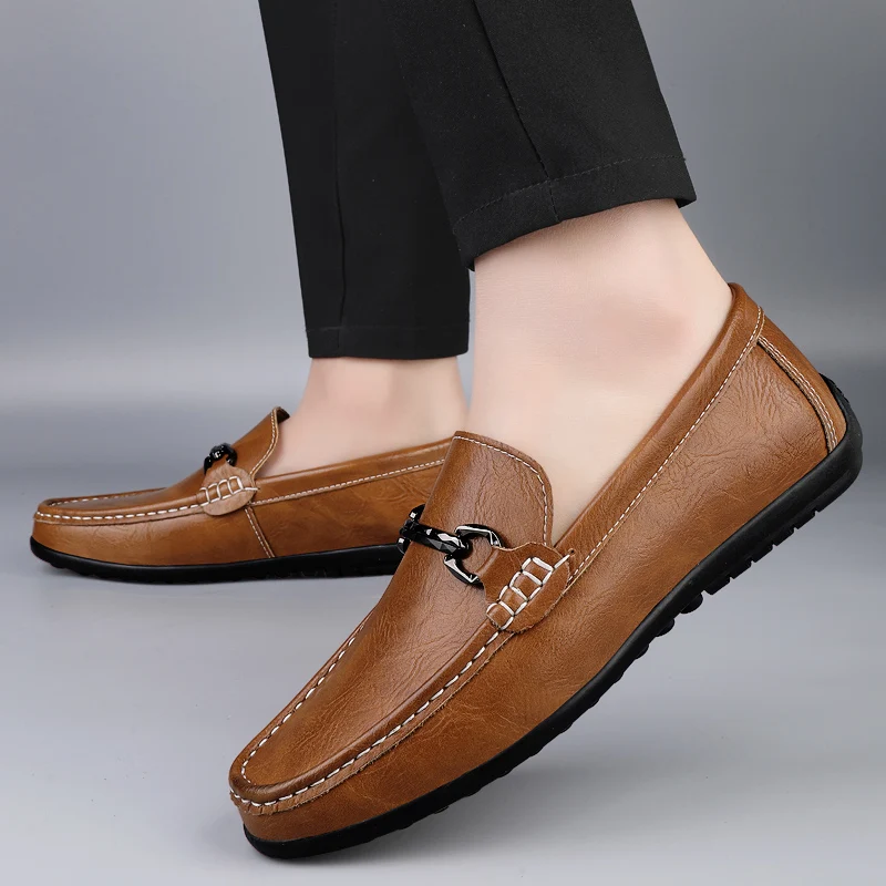 

Весенняя мода: Новые мужские дышащие лоферы с защитой от скольжения, высококачественные мужские удобные повседневные туфли из натуральной воловьей кожи с мягкой подошвой