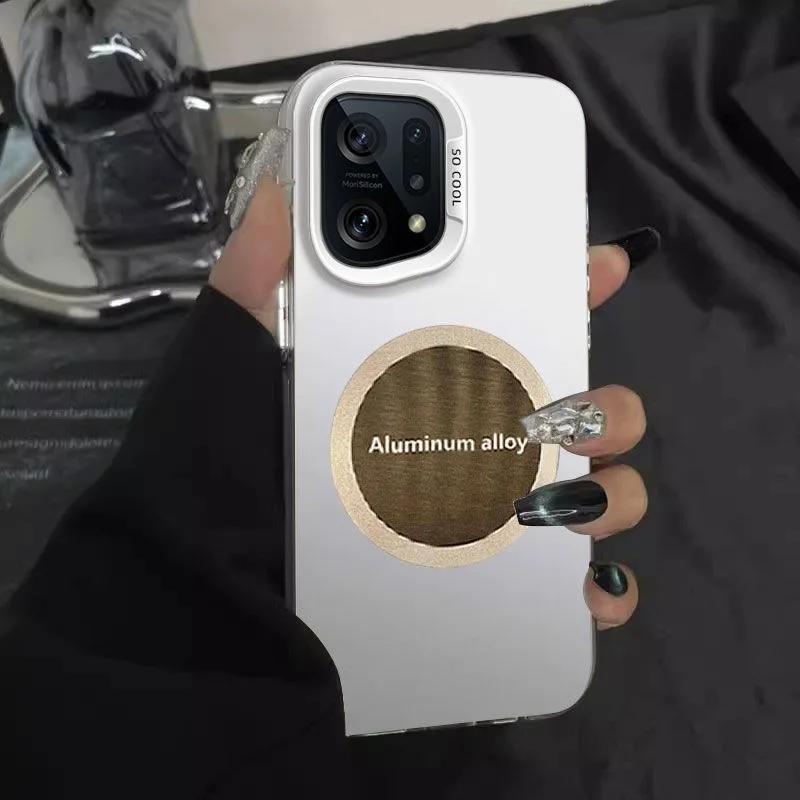 حافظة هاتف مغناطيسية مضادة للسقوط لتبديد الحرارة لهاتف OPPOReno 15/14/13Pro 15ProMax 15/14/13F 14FS غطاء حماية صلب متجمد