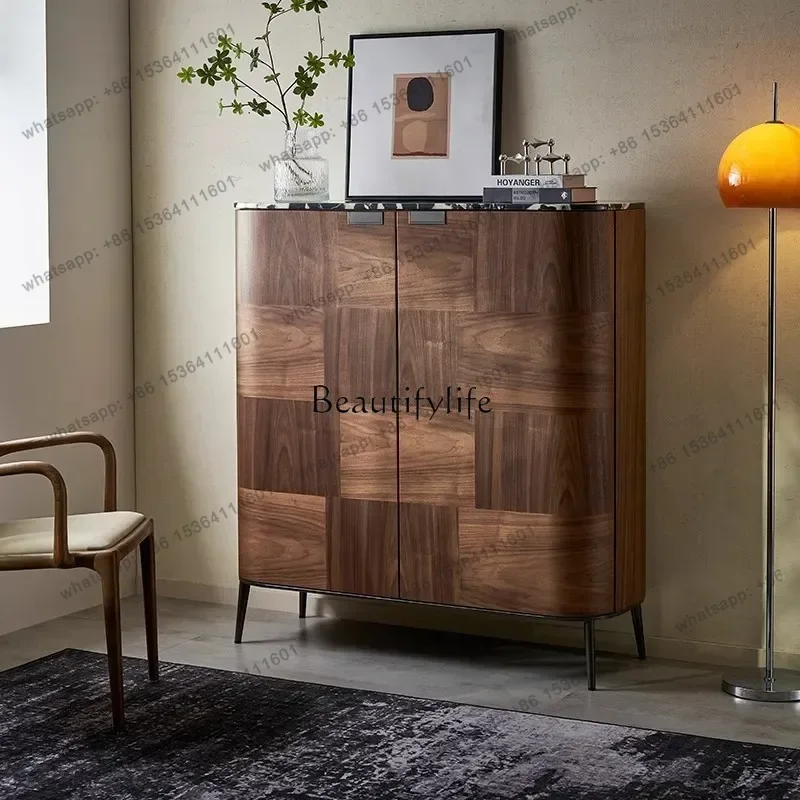 

56PWalnut dining side cabinet Nordic Japanese living room light luxury solid wood wine cabinet simple
