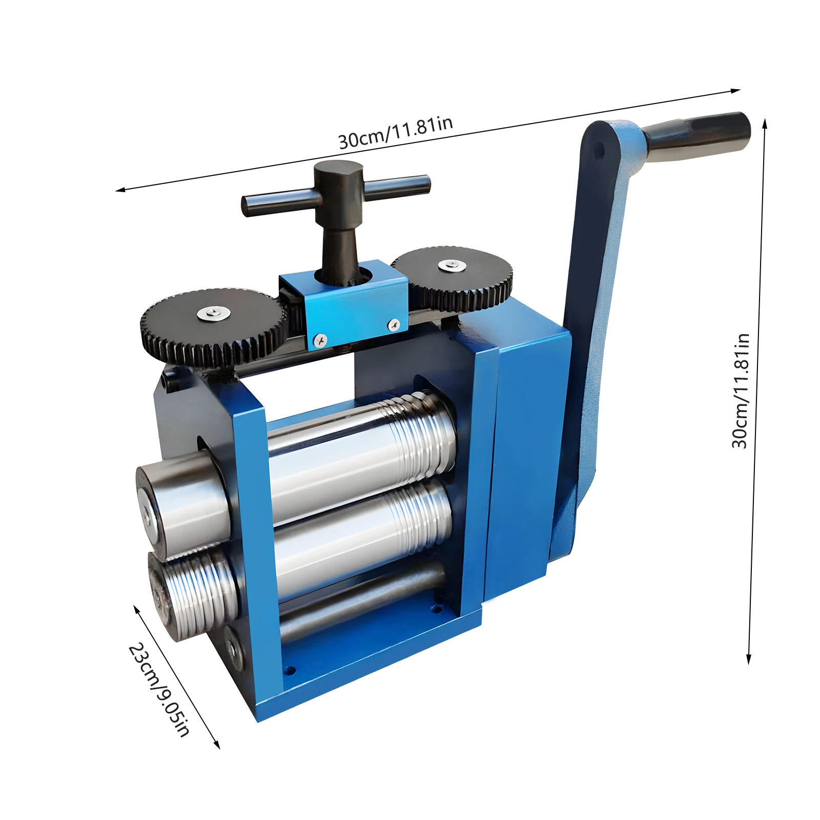 Rolling Mill Machine Jewelry Combination Rolling Mill Machine Sheet Roller, Blue 3-in-1, Adjustable Thickness Hand Crank Silver Gold Tool