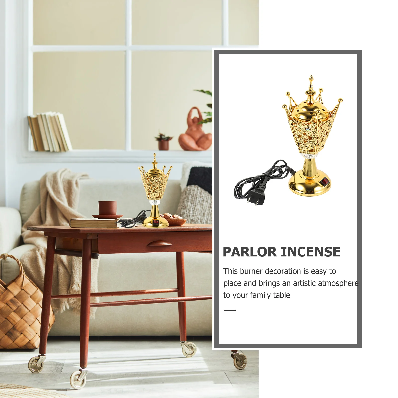 

Vintage Metal Incense Burner Electric Aroma Holder Unique Shape Bright Decor Electric Incense Burner