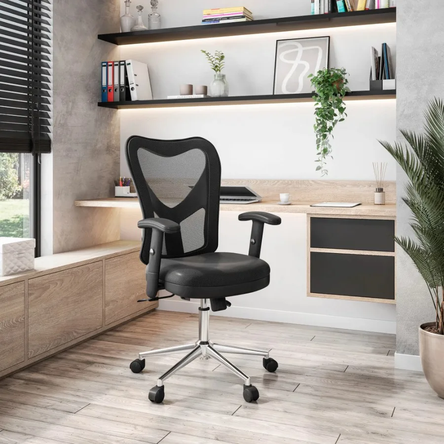 Techni Mobili High Back Mesh Office Chair With Chrome Base Black