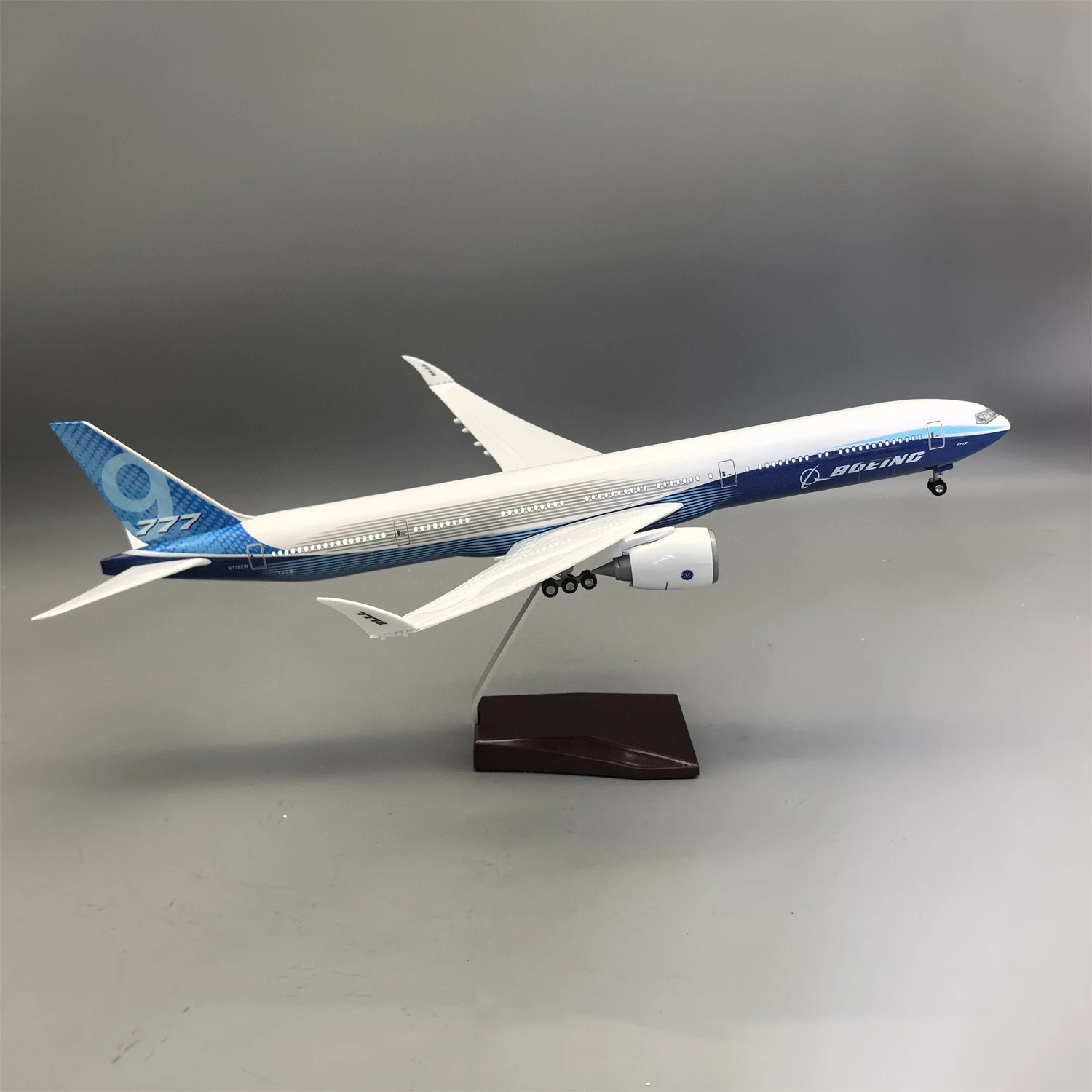47cm Airplane Model Kit Prototype B777-9X Diecast Aircraft Resin with Landing Gear Wheel Light(Touch or Sound Control) Collect