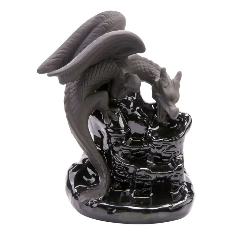 A36T-Dragon Zen Decor Waterfall Incense Cone Holder Censer Encensoir Palnik Incense Meditation Backflow Incensario