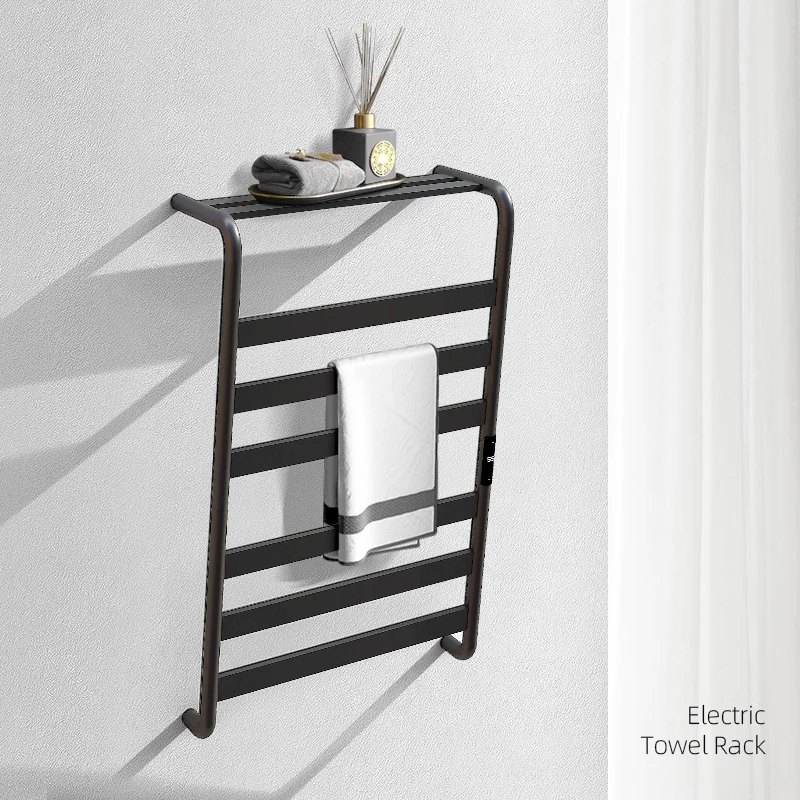 Smart Stainless Steel Wall Mounted Electric Bathroom Heater Radiator Heated Drying High-Quality Black Racks Towel Warmer