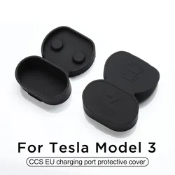 Protección de puerto de carga de coche para Tesla Model 3 Y cubierta protectora de tapón antipolvo impermeable para modelo 3 versión europea CCS silicona