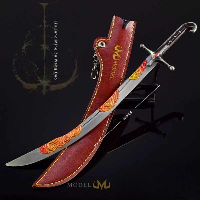 Scimitar-adorno artesanal totalmente de Metal, 26cm, cuchillo errante, modelo periférico de juego, juguete con artesanías exquisitas, regalos de colección Manship