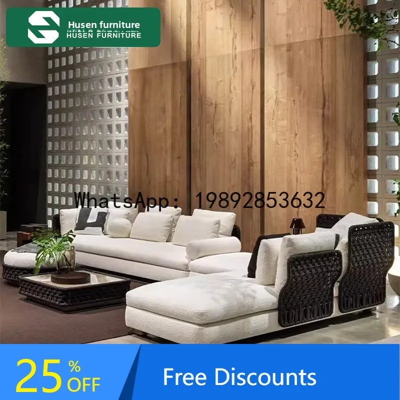 YFY Outdoor Furniture Rattan Sofa Outdoor Terrace Leisure Sofa Chair Chaise Lounge Waterproof Sunproof Villa Corner Sofa