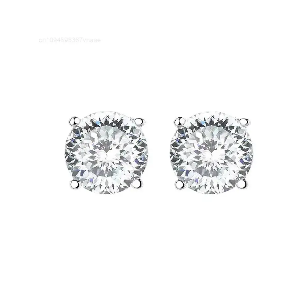 

1ct 2ct d Color 925 Sterling Silver Luxury Diamond Vvs 100 Facet Russian Portuguese Cut Moissanite Earrings Stud
