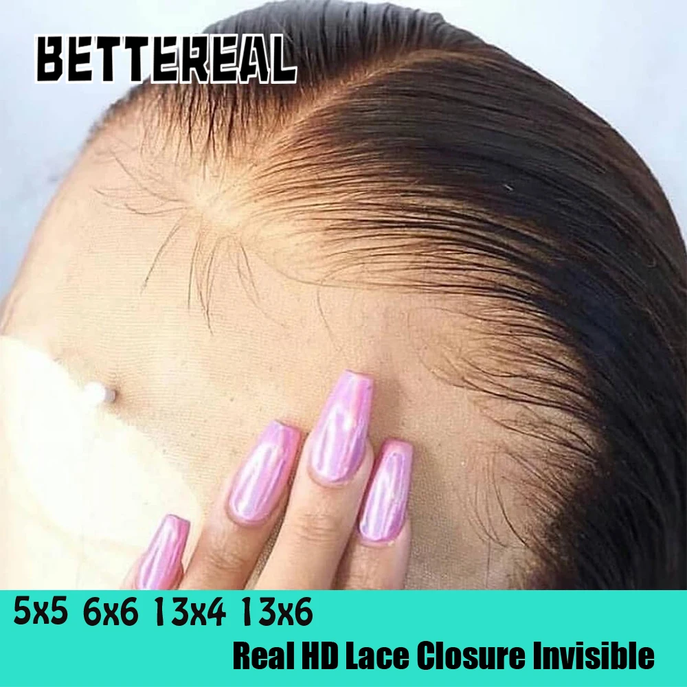 Bettereal 5x5 6x6 2x6 HD Lace Closure Human Hair Invisible Real HD 13x6 13x4 Lace Frontal Closure Only Straight Hair Pre Plucked