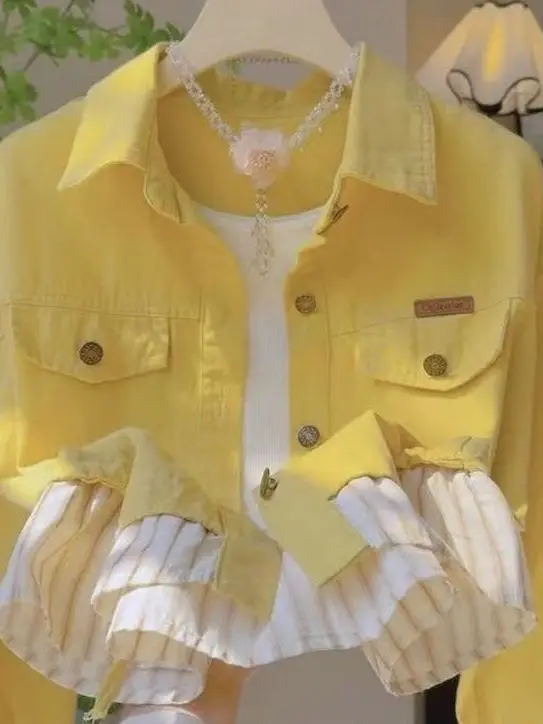 

Модная джинсовая ткань из искусственной двух частей, повседневная джинсовая ткань для похудения, маленький размер, весна 2023, новинка Sle Commute Sle L...