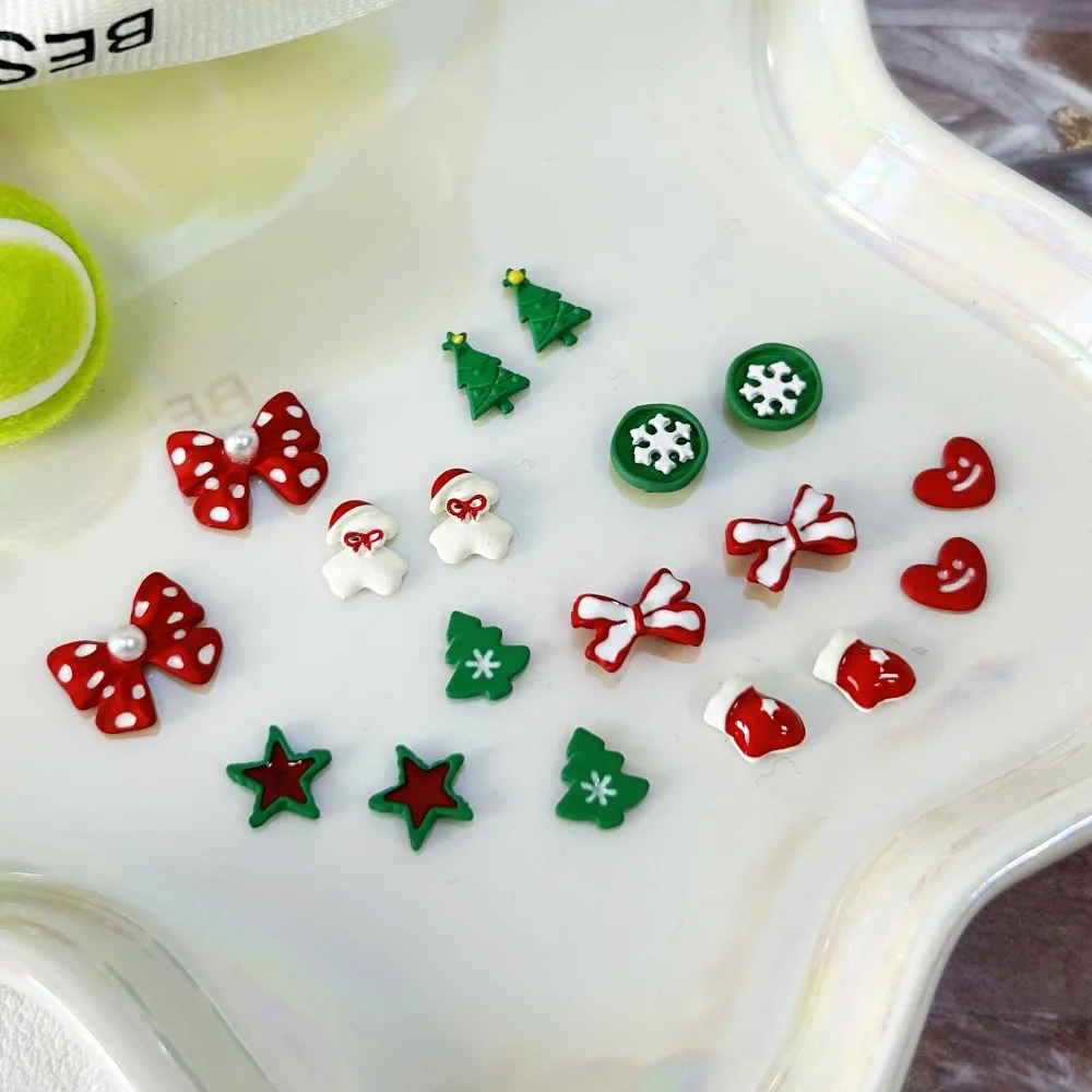 5-piece set, Christmas style nail decoration patch, cartoon spray painted handmade 3D wearable armor material