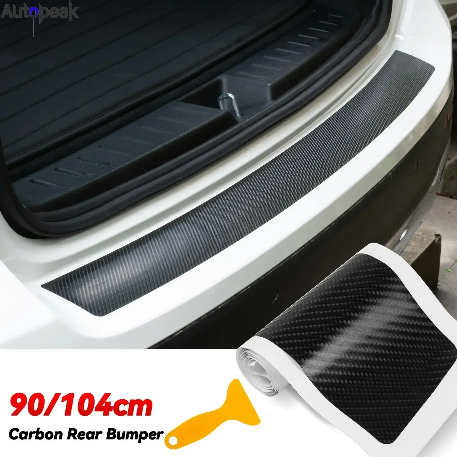 

New 90/104cm Car Rear Bumper Sticker Carbon Fiber Protective Pad Anti-Scratch Cover Car Edge Board Scuffproof Decal Strip