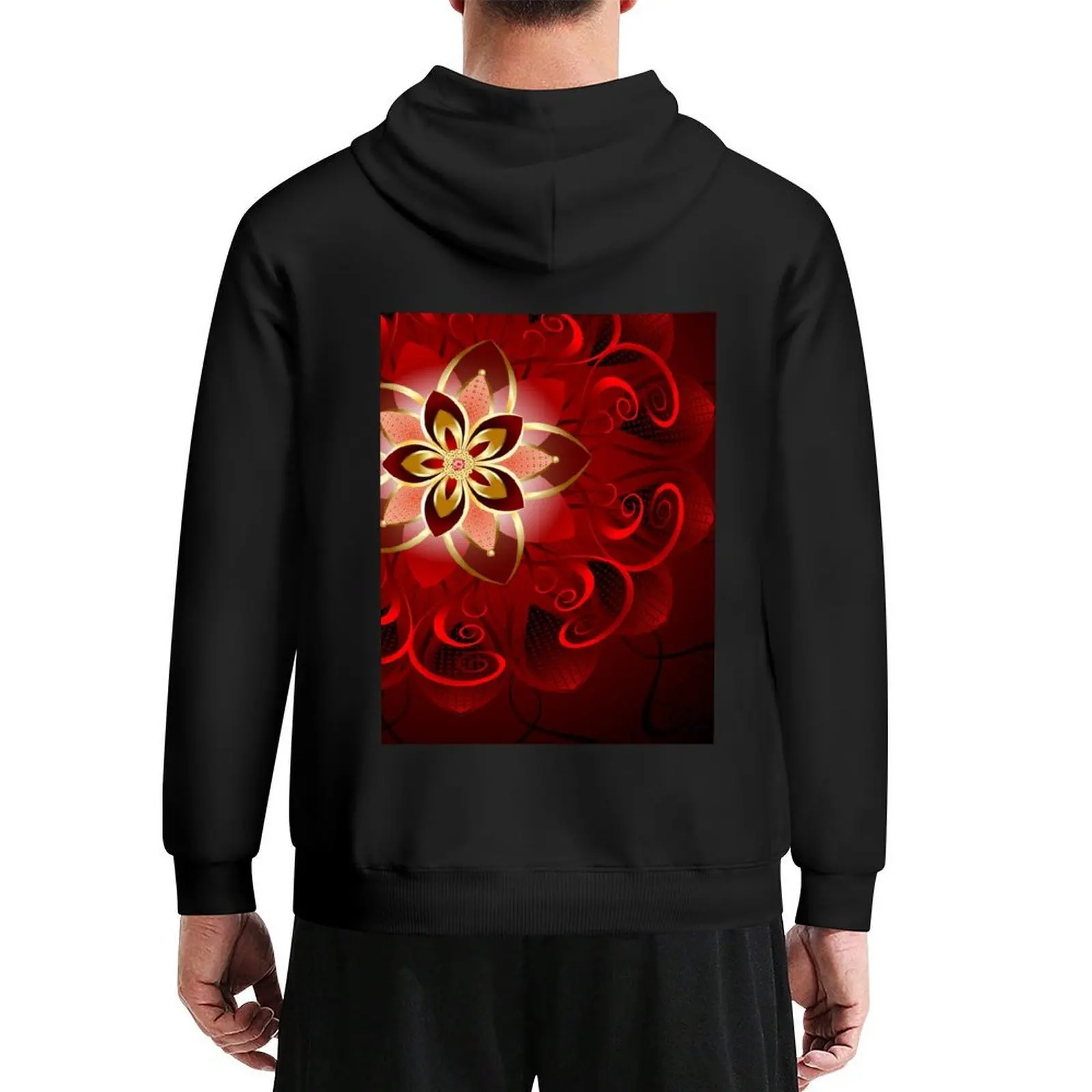 

Abstract red flower Hoodie men wear fashion men men's autumn clothes men clothing men's oversize hoodie