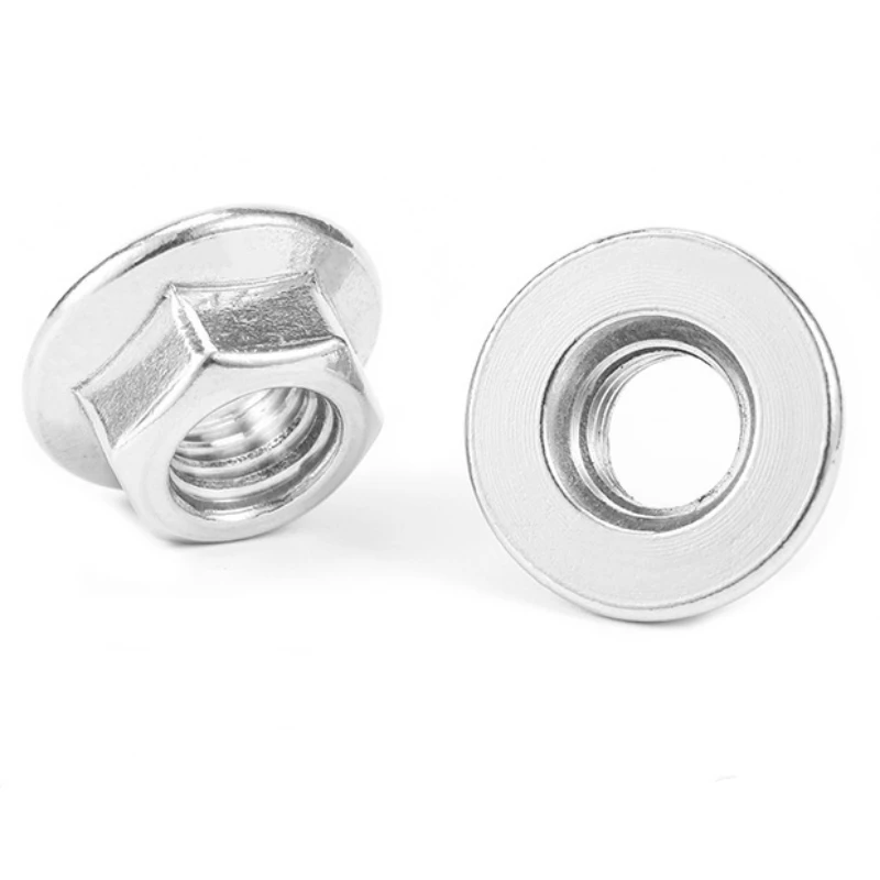 304 Stainless Steel Hexagon Flange Nuts DIN6923 No Serrated M3 M4 M5 M6 M8 M10 M12