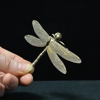 Copper Insect Tea Pet Vintage Dragonfly Figurines Miniatures Desktop Simulation Animal Ornaments Home Decorations