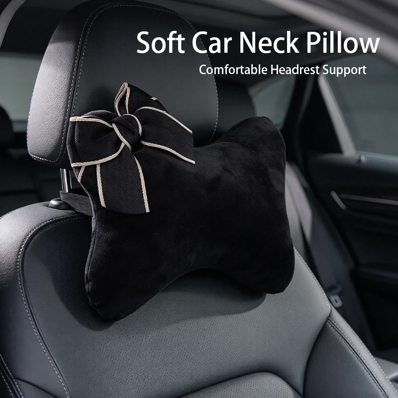 Car Seat Headrest Neck Pillow Fashion Bowknot Decoration Comfortable Universal Auto Accessories Interior for Women