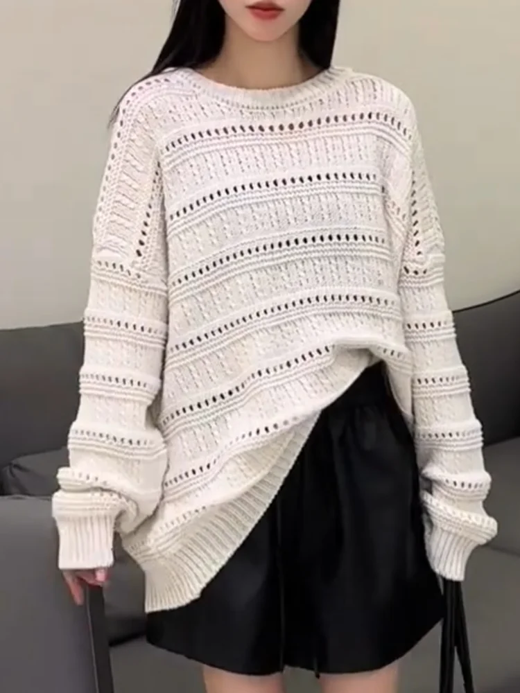 

Korean Sle Hollow out Knitted Top Faionable Versatile Agel Autumn 2025 New Large Size Premium Feeling Small irt