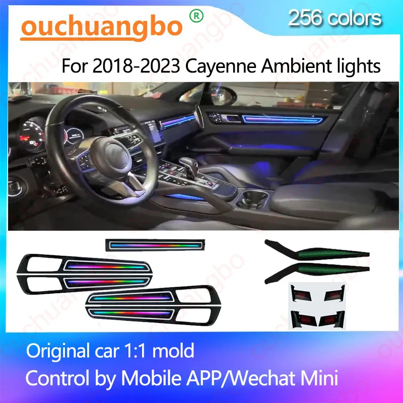 Ouchuangbo LED Ambient Light For 2018-2023 Cayenne Environmental Lighting Atmosphere Lamp Backlight Kit Dynamic Trim