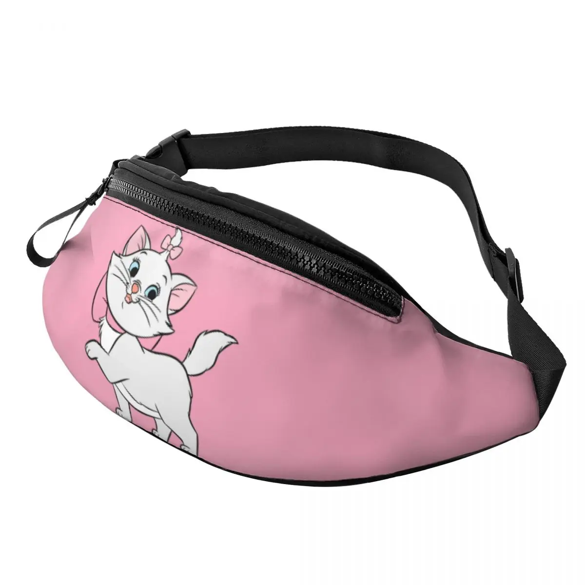 Custom Anime Fanny Pack for Women Men Fashion Marie Cartoon Cat Crossbody Waist Bag Traveling Phone Money Pouch