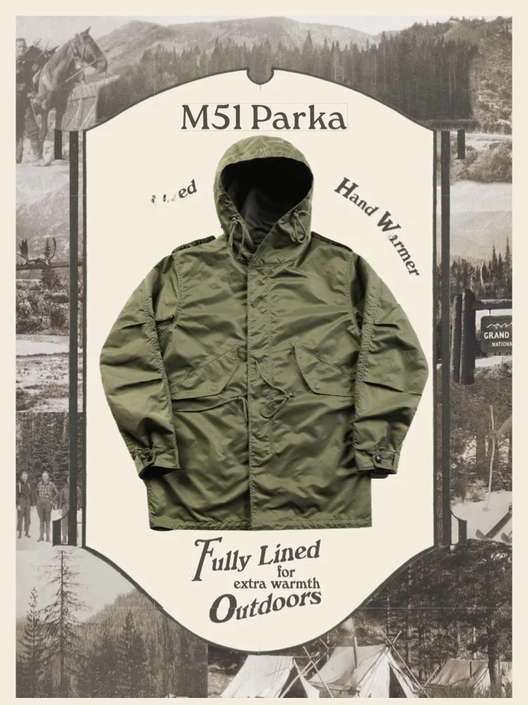 

Retro American Nylon Fabric Waterproof Men's Windbreaker Coat Tailored Mid-Length Fi Tail Design Stand Fit Winter Coat