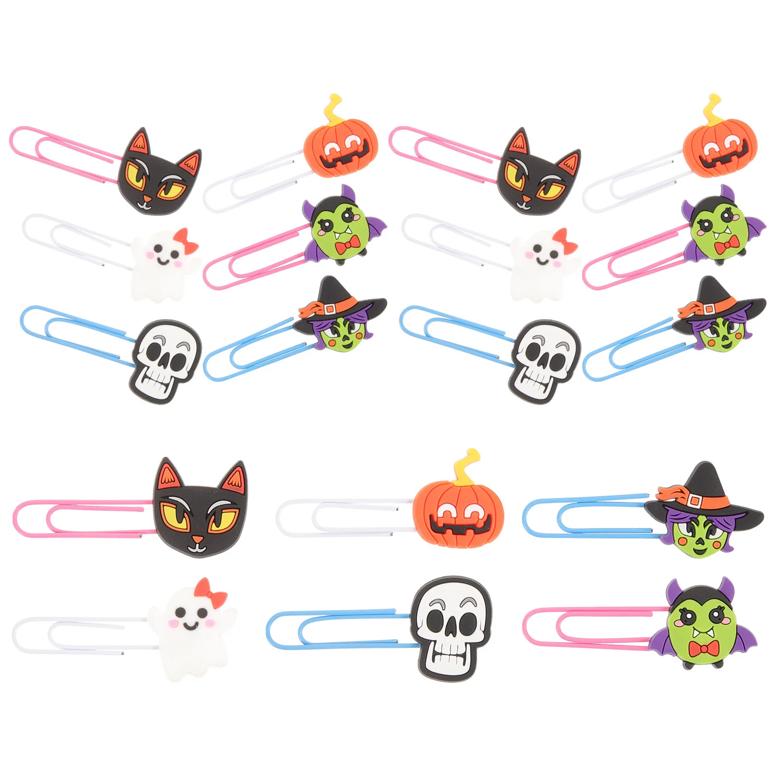 20 Pcs Halloween Chip Clips Pumpkin Bookmarks Festival Party Favors Gothic Skull Paper Soft Rubber