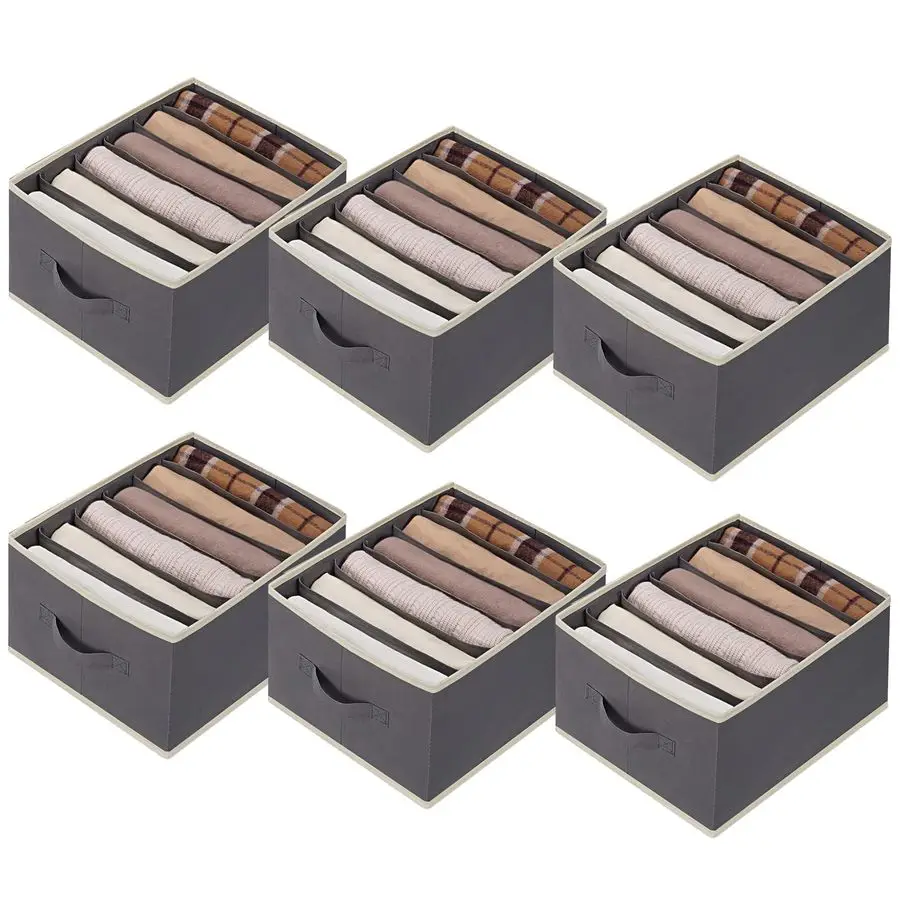 

Pcs Large Size Wardrobe Clothes Organizers 6 Grids for Pants, Jeans, Sweater, Tshirt, Dress Stackable Closet Drawer Organizer S