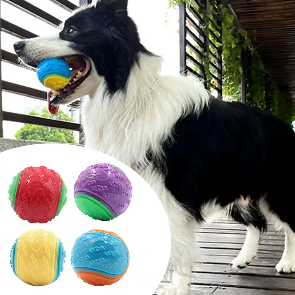 Squeaky Dog Ball Washable Dog Toy Ball Flexible Teeth Cleaning  Attractive Large Medium Sized Dogs Pet Ball Toy