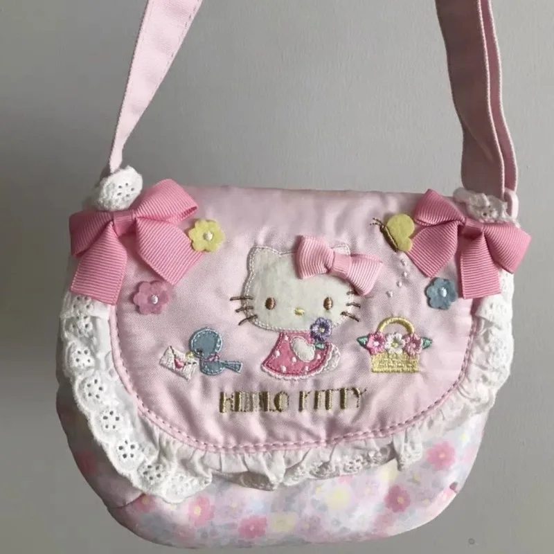 MBTI lindo bolso de hombro de Hello Kitty para mujer bordado dulce moda exquisita bolso cruzado Lolita estético bolso Vintage