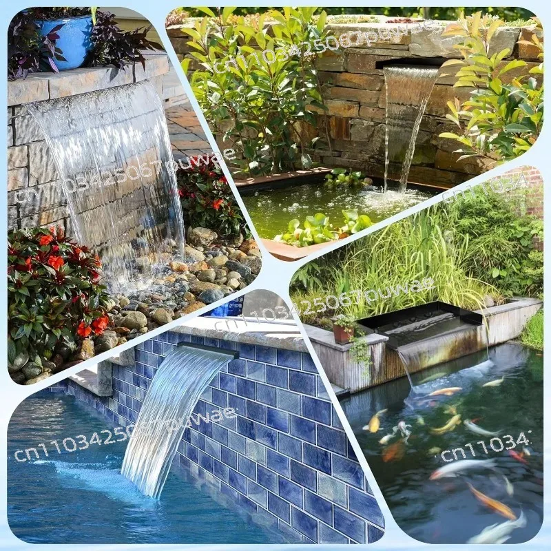 Pond Waterfall Spillway Kit with Pump  And Spillway Corrugated Tubing 304 Stainless Steel Garden FountainLandscape decoration
