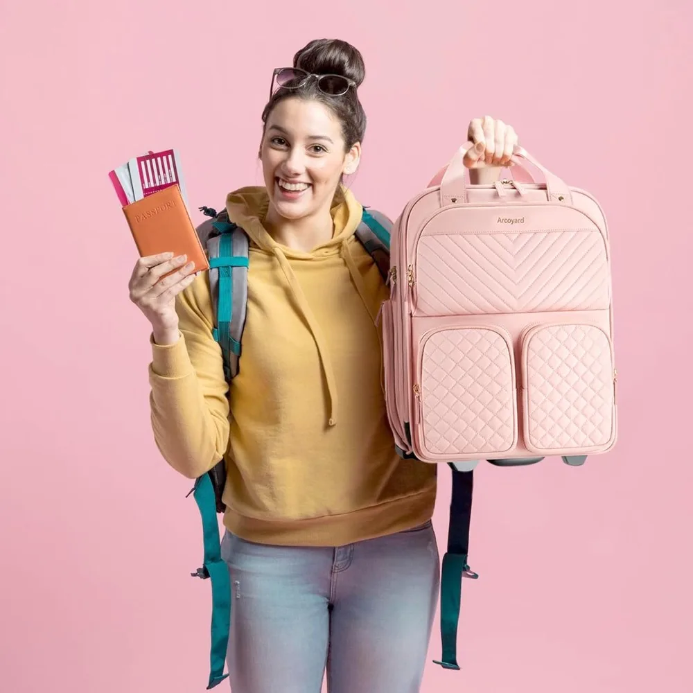 حقيبة حمل على الأمتعة مع عجلات، حقيبة منتج شخصية معتمدة من شركة الطيران، حقيبة حمل متعددة للسفر مع جلد Ha #2