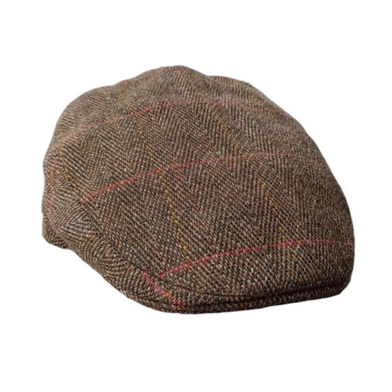 Plaid Boston Scally Cap - Wool Slainte Patchwork Edition - Derby Tweed Single Panel Newsboy Cap for Men - Patchwork With 50-60cm