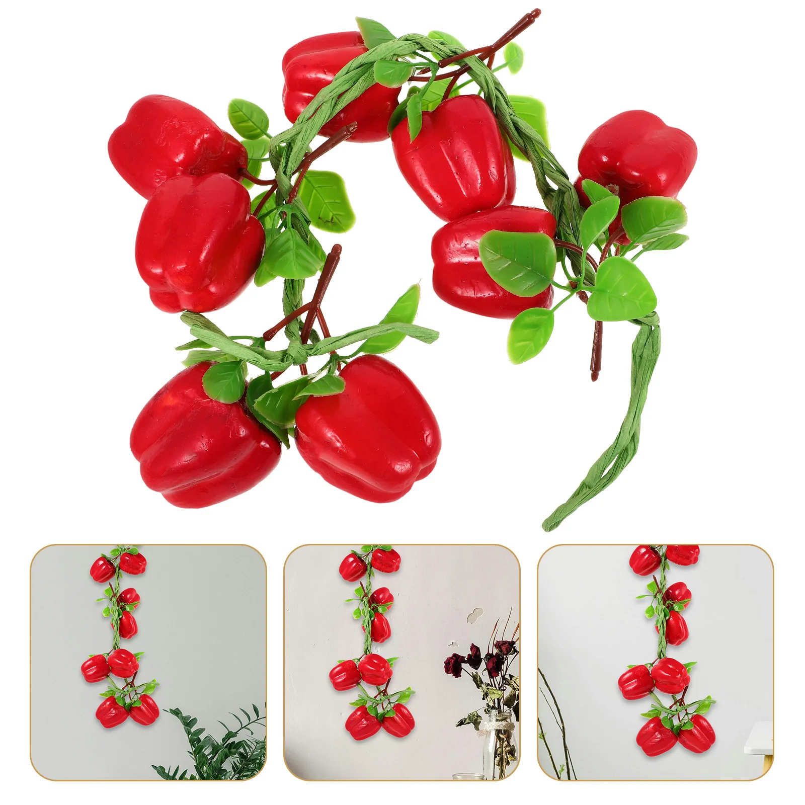 

1 String Artificial Chili Pepper String Simulation Fake Chili Hanging Decoration Photo Prop Farmhouse Pepper Decor