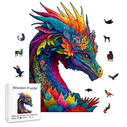 Challenge your soul with this super difficult colored dragon wooden puzzle - perfect for home games for adults and children!