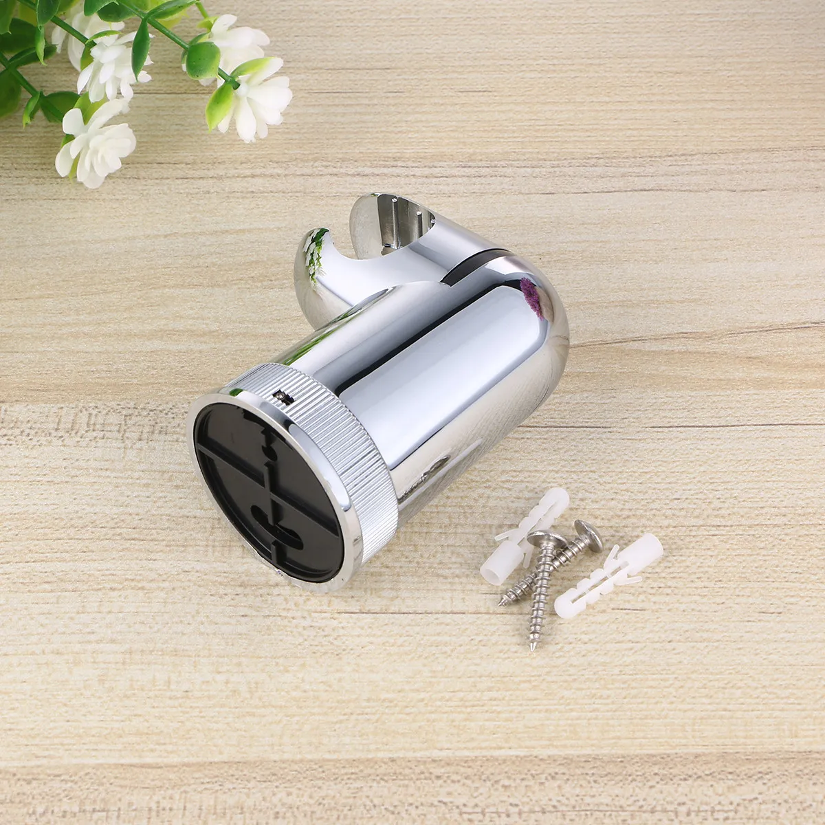 Rotary Shower Mount Bracket for Handheld Shower Head, ABS Plating, Lightweight & Adjustable, Silver Finish