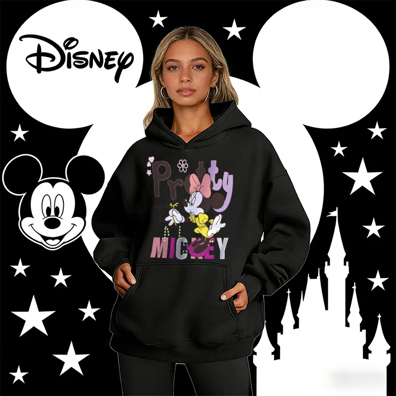 

25/26 Новая милая толстовка с капюшоном Disney для мальчиков и девочек, мягкая и удобная детская толстовка с мультяшным принтом, наряд для родителей и детей