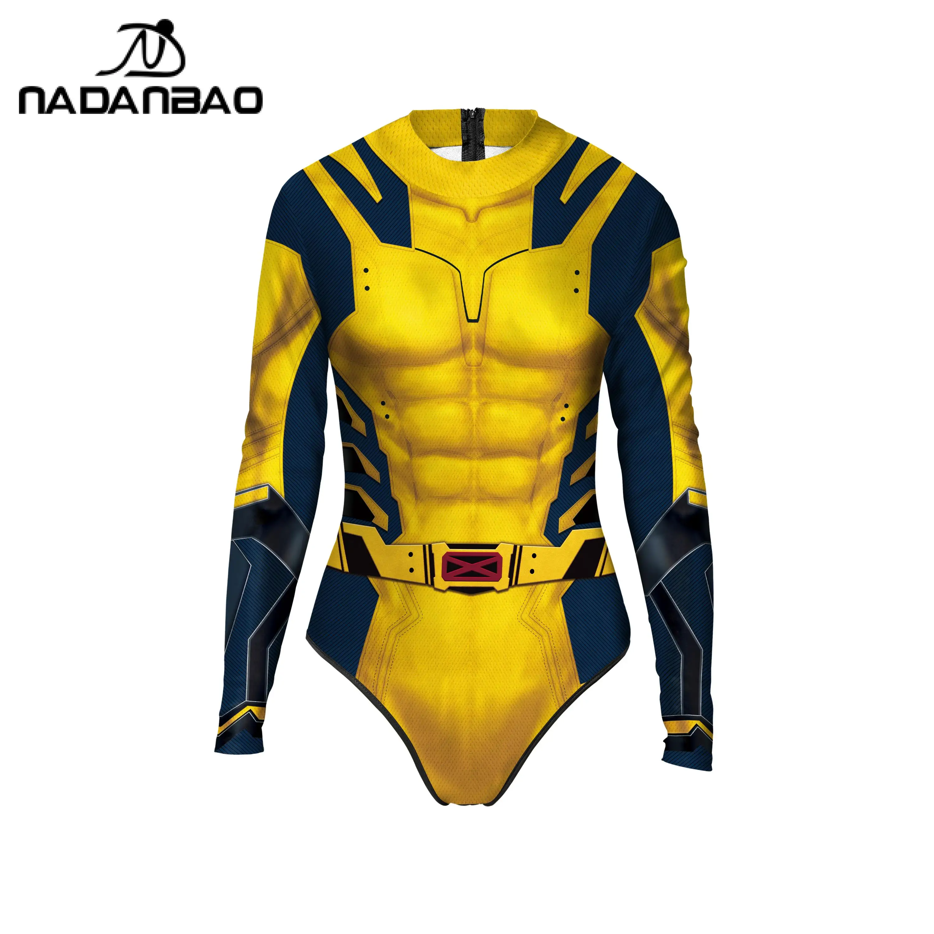 Nadanbao Superhero Cosplay Costume Fashion Swimwear Women Animation 3D Printing Long Sleeve Swimsuit Female Bodysuit Beachwear