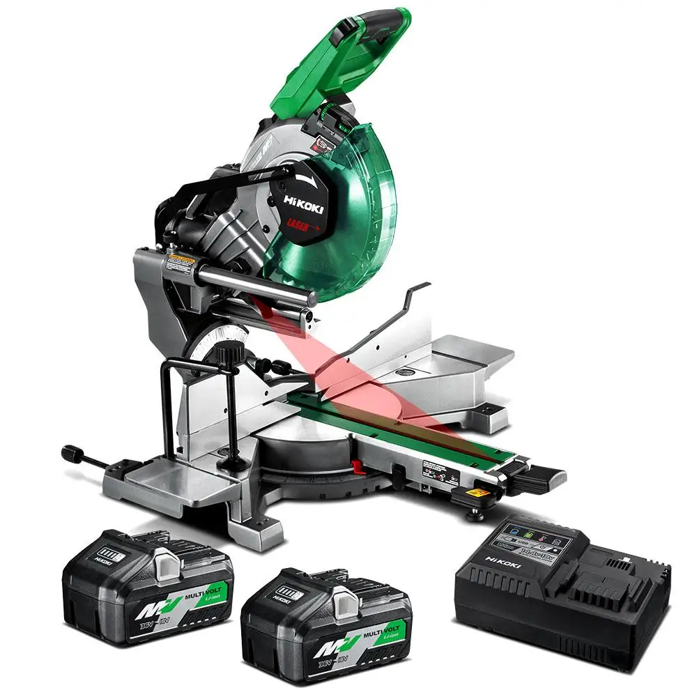 

HiKOKIs C3610DRA(HAZ) 36V 8.0Ah/4.0Ah Li-Ion Cordless Brushless MultiVolt 255mm (10") Mitre Saw Combo Kit