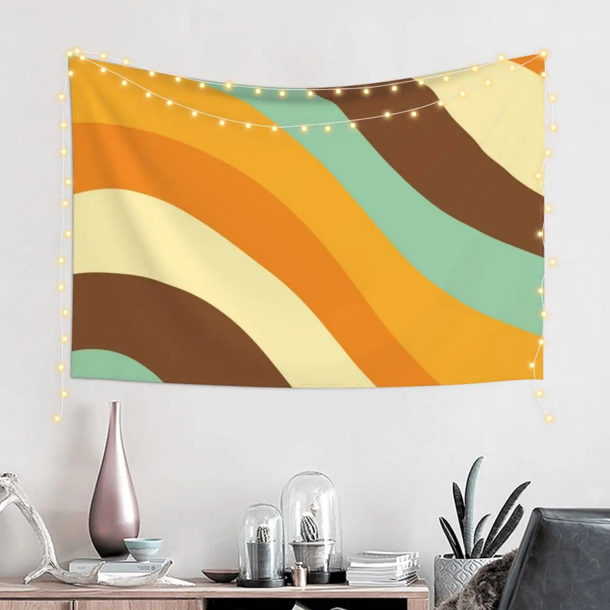 Retro Summer Wave #9 #minimal #decor #art Tapestry Decorative Wall For Bedroom Outdoor Decoration Tapestry