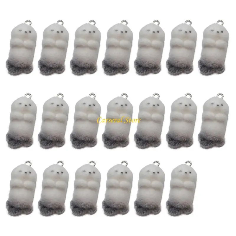 

M4YF 20Pieces Flocking Otters Charm Set for Handmade Keychain Jewelry Creation Jewelry Accessories Flocking Texture