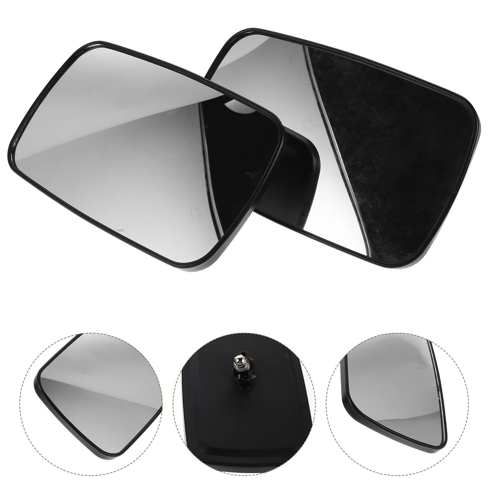 

2Pcs Forklift Rearview Mirror Wide-Angle Safety Replacement Black Heavy Duty Impact Resistant Glass Fog Resistant Coating