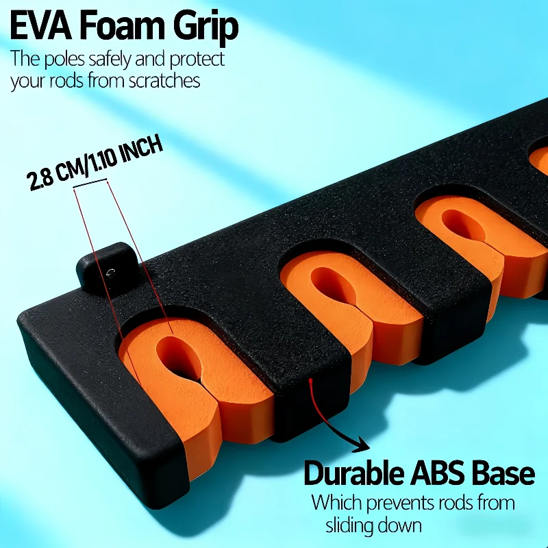 Подставка для Удилков 16 Удилков Пена EVA Основание ABS - Антискользящая Настенная | Прочный Складной Для Гаража Лодки Рыбаки | Организатор Защиты Удилков